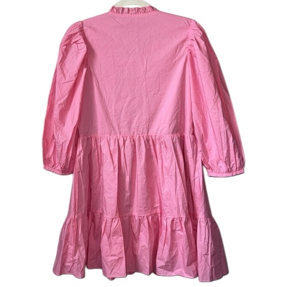 English Factory Front Zip 3/4 Sleeve Mini Dress Size M In Bubble Gum Pink - Picture 7 of 12